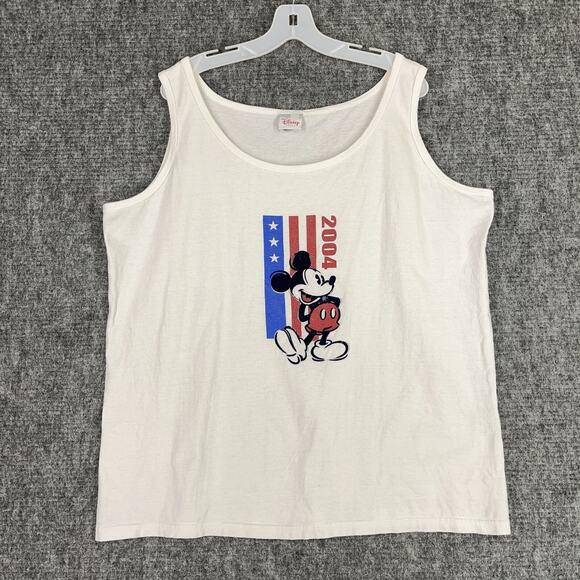 Vintage Mickey Mouse Shirt Mens XXL White Tank Top‎ USA Flag Election Patriotic - Picture 1 of 8